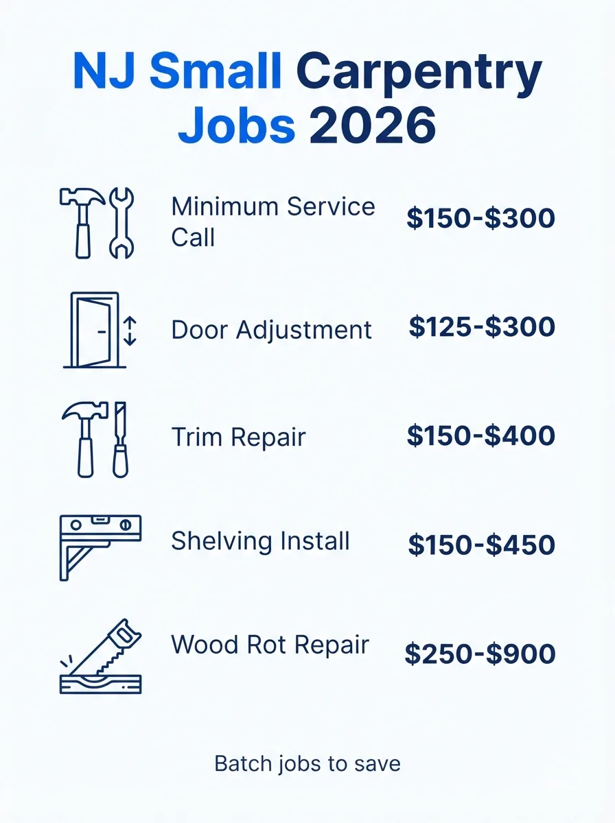 Infographic: NJ small carpentry job costs 2026