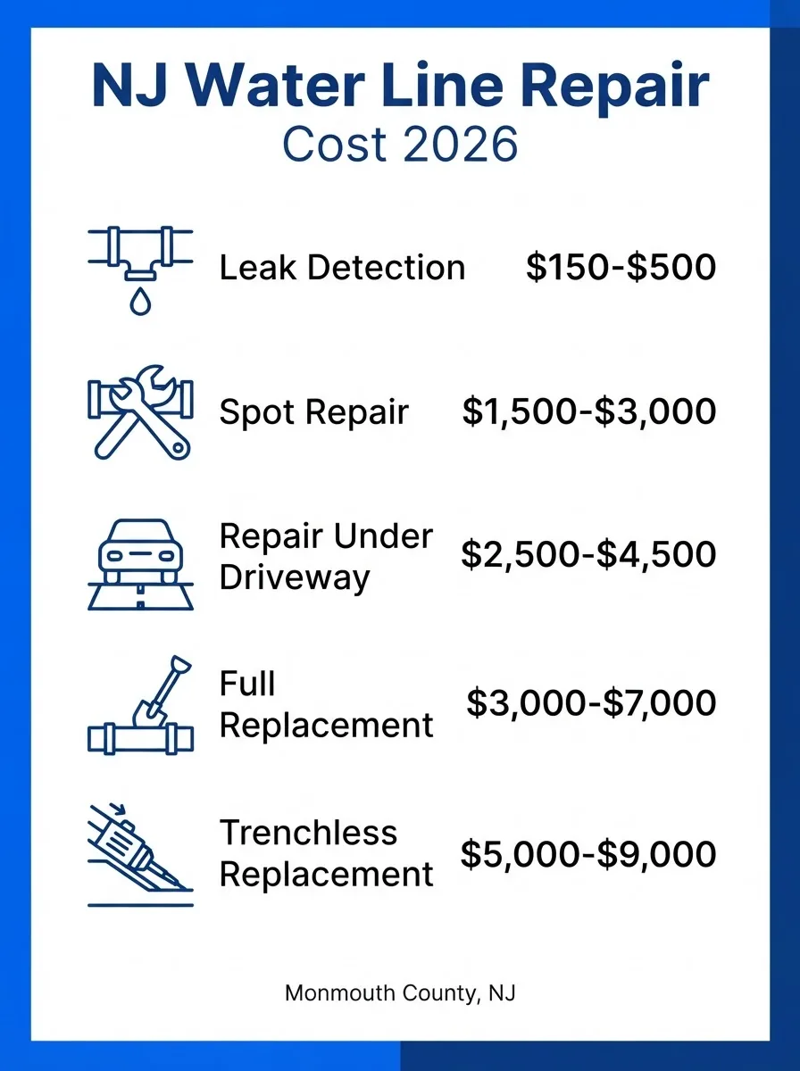 Infographic: NJ water line repair cost by job type 2026